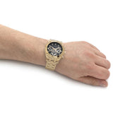 Guess Chronograph Black Dial Gold Stainless Steel Strap Men Watch GW0260G2