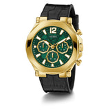 Guess Chronograph Green Dial Black Leather Strap Men Watch GW0492G3