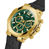 Guess Chronograph Green Dial Black Leather Strap Men Watch GW0492G3