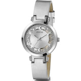 Guess Analog Silver Leather Strap Women Watch GW0535L3