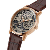 Guess Skeleton Dial Brown Leather Strap Men Watch GW0570G2