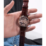 Guess Skeleton Dial Brown Leather Strap Men Watch GW0570G2