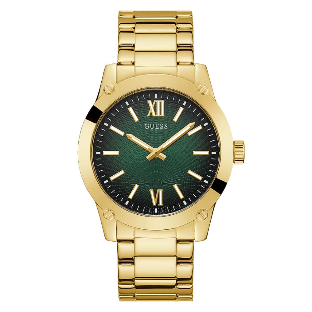 Guess Analog Green Dial Gold Stainless Steel Strap Men Watch GW0574G2 ...