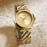 Guess Analog Gold Dial Stainless Steel Strap Women Watch GW0613L2