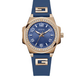 Guess Ladies Blue Rose Gold Tone Analog Watch GW0617L3