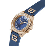 Guess Ladies Blue Rose Gold Tone Analog Watch GW0617L3