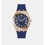 Guess Rose Gold Tone Analog Blue Silicone Men's Watch GW0663G3