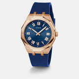 Guess Rose Gold Tone Analog Blue Silicone Men's Watch GW0663G3