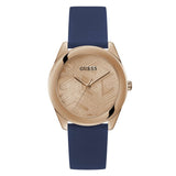 Guess Analog Rose Gold Dial Blue Rubber Strap Women Watch GW0665L2