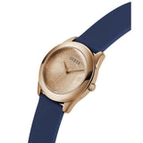 Guess Analog Rose Gold Dial Blue Rubber Strap Women Watch GW0665L2