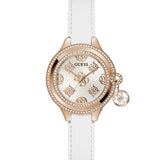 Guess Charmed Ladies White Rose Gold Tone Analog Watch GW0684L4