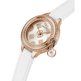 Guess Charmed Ladies White Rose Gold Tone Analog Watch GW0684L4