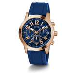 Guess Rose Gold Tone Multi-function Blue Silicone Men's Watch GW0708G3