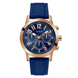 Guess Rose Gold Tone Multi-function Blue Silicone Men's Watch GW0708G3