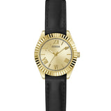 Guess Ladies Black Gold Tone Analog Leather Watch GW0761L1