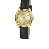 Guess Ladies Black Gold Tone Analog Leather Watch GW0761L1