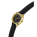 Guess Analog Gold Tone Black Silicone Strap Women Watch GW0820L1