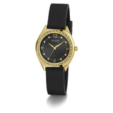 Guess Analog Gold Tone Black Silicone Strap Women Watch GW0820L1