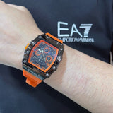 Chronograph Orange Silicone Strap Men Watch H2-9179G-BK-OR