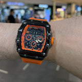 Chronograph Orange Silicone Strap Men Watch H2-9179G-BK-OR