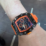 Chronograph Orange Silicone Strap Men Watch H2-9179G-BK-OR