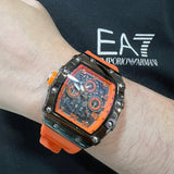 Chronograph Orange Silicone Strap Men Watch H2-9179G-BK-OR