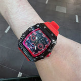 Chronograph Red Silicone Strap Men Watch H2-9179G-BK-RD