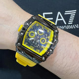 Chronograph Yellow Silicone Strap Men Watch H2-9179G-BK-YW