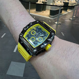 Chronograph Yellow Silicone Strap Men Watch H2-9179G-BK-YW