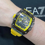 Chronograph Yellow Silicone Strap Men Watch H2-9179G-BK-YW