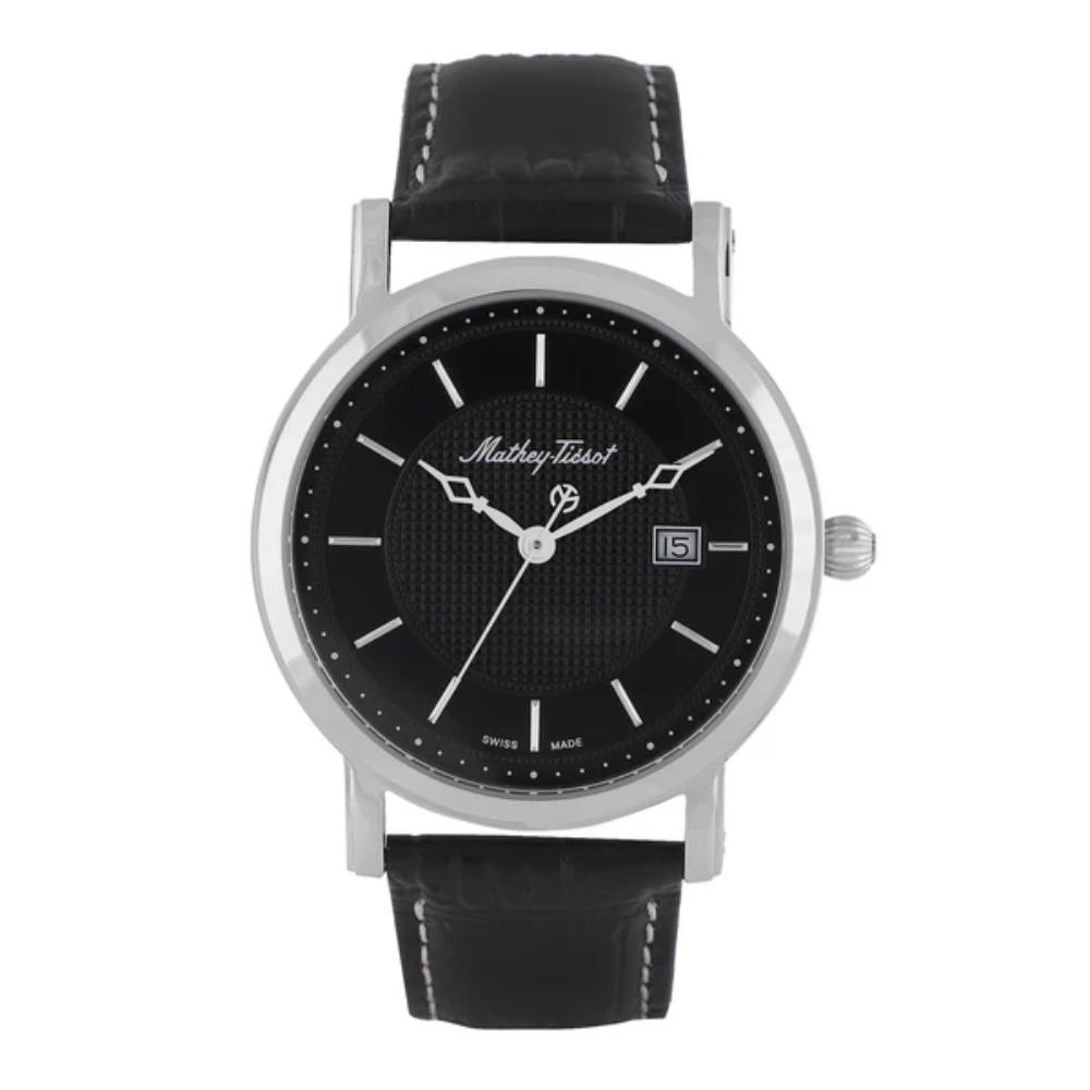 Mathey-Tissot City Leather Collection Sapphire Crystal 42mm Stainless Steel Men's Watch