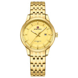 Naviforce Analog Date Display Gold Stainless Steel Strap Women's Watch NF9228L S/W/G