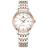 Naviforce Analog Date Display Two-Tone Stainless Steel Strap Women's Watch NF9228L S/W/RG