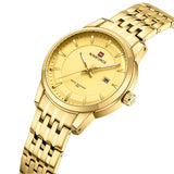 Naviforce Analog Date Display Gold Stainless Steel Strap Women's Watch NF9228L S/W/G