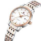 Naviforce Analog Date Display Two-Tone Stainless Steel Strap Women's Watch NF9228L S/W/RG