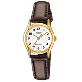 Casio General White Dial Brown Leather Strap Women Watch LTP-1094Q-7B4RDF-P