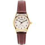 Casio General White Dial Brown Leather Strap Women Watch LTP-1094Q-7B6RDF-P