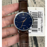 Casio General Blue Dial Brown Leather Strap Men Watch LTP-VT01L-2BUDF-P