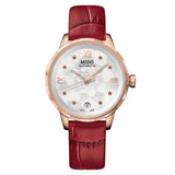 Mido Rainflower Red Leather Strap Women Watch M0432073611800