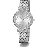 GUESS GLITZ DIAL SILVER QUILTED BRACELET WATCH GW0763L1