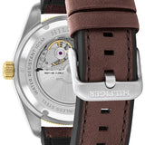 TOMMY HILFIGER TH85 AUTOMATIC BLACK DIAL BROWN LEATHER STRAP WATCH 1792142