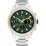 TOMMY HILFIGER LARS TWO-TONE GEOMETRICAL GREEN DIAL STEEL WATCH 1710651