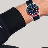 TOMMY HILFIGER AUTOMATIC BLUE DIVER NAVY STRAP WATCH 1792141