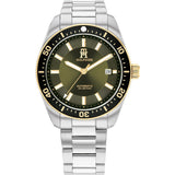 TOMMY HILFIGER TH85 AUTO GREEN DIAL CASE STEEL WATCH 1792155