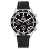 TOMMY HILFIGER CHRONO BLACK LEATHER STRAP WATCH 1792162