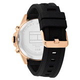 TOMMY HILFIGER LARS ROSE-GOLD PLATED BLACK SILICONE STRAP WATCH 1710650