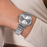 GUESS GLITZ DIAL SILVER QUILTED BRACELET WATCH GW0763L1