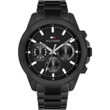 TOMMY HILFIGER LARS TEXTURED BLACK DIAL STEEL WATCH 1710653