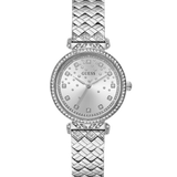 GUESS GLITZ DIAL SILVER QUILTED BRACELET WATCH GW0763L1