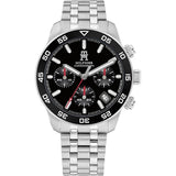 TOMMY HILFIGER TH85 CHRONO BLACK DIAL STEEL WATCH 1792156